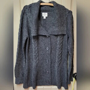 St. John's Bay Gray Cardigan Sweater Women's Size Large Button Down